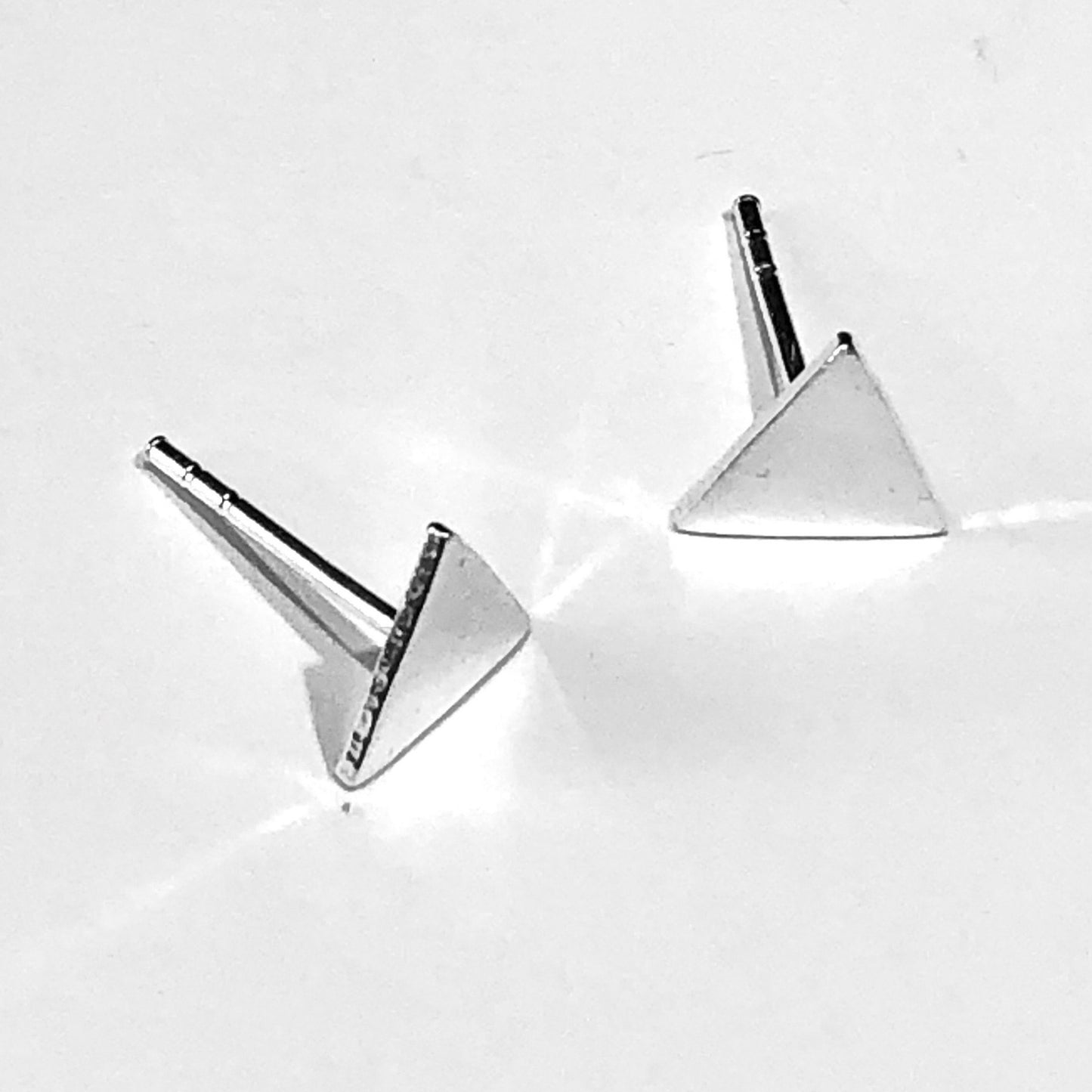 Silver triangle studs