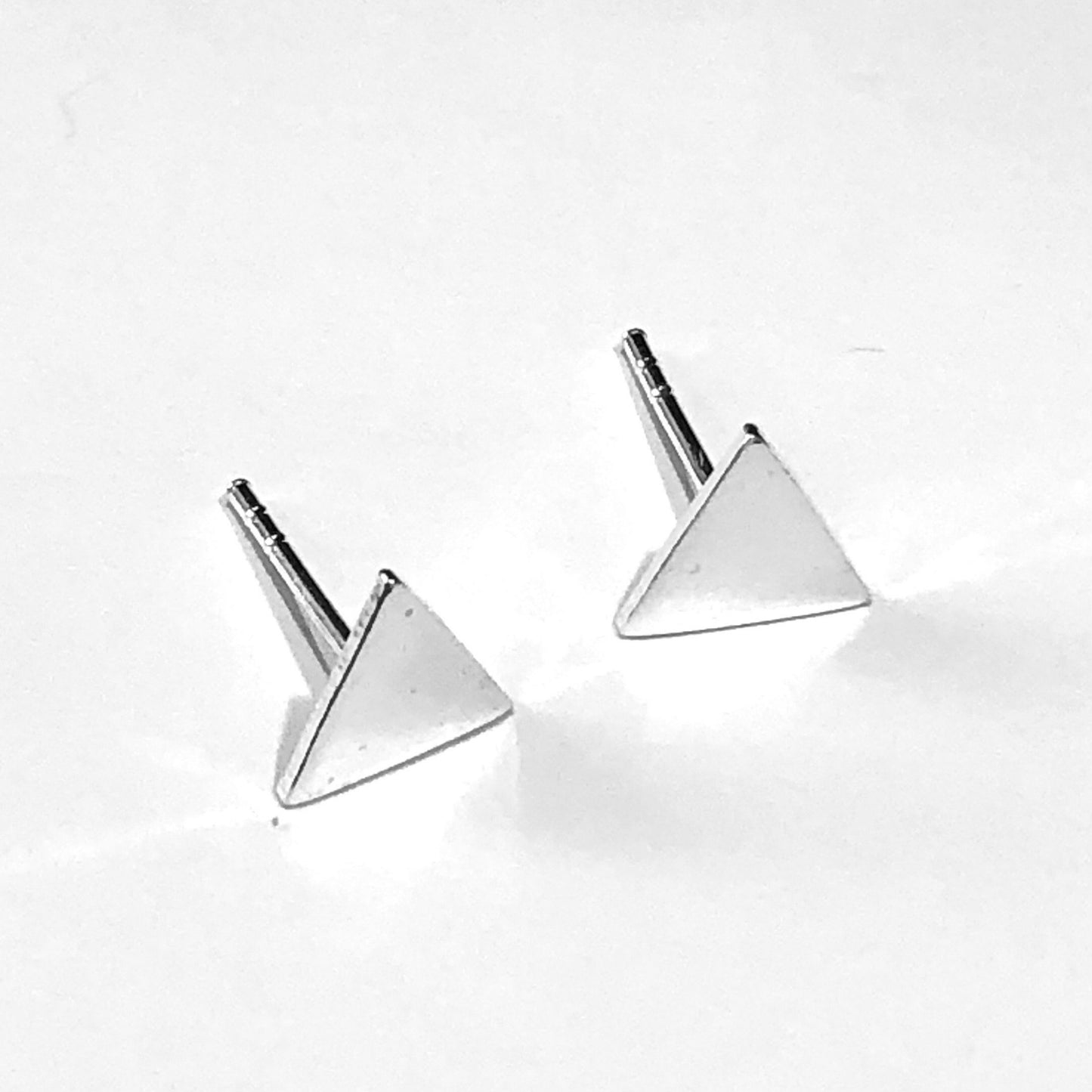 Silver triangle studs
