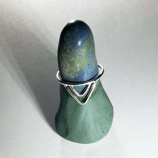 Sterling silver double triangle ring
