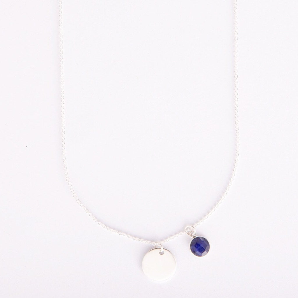 Gem and charm necklace (sapphire)