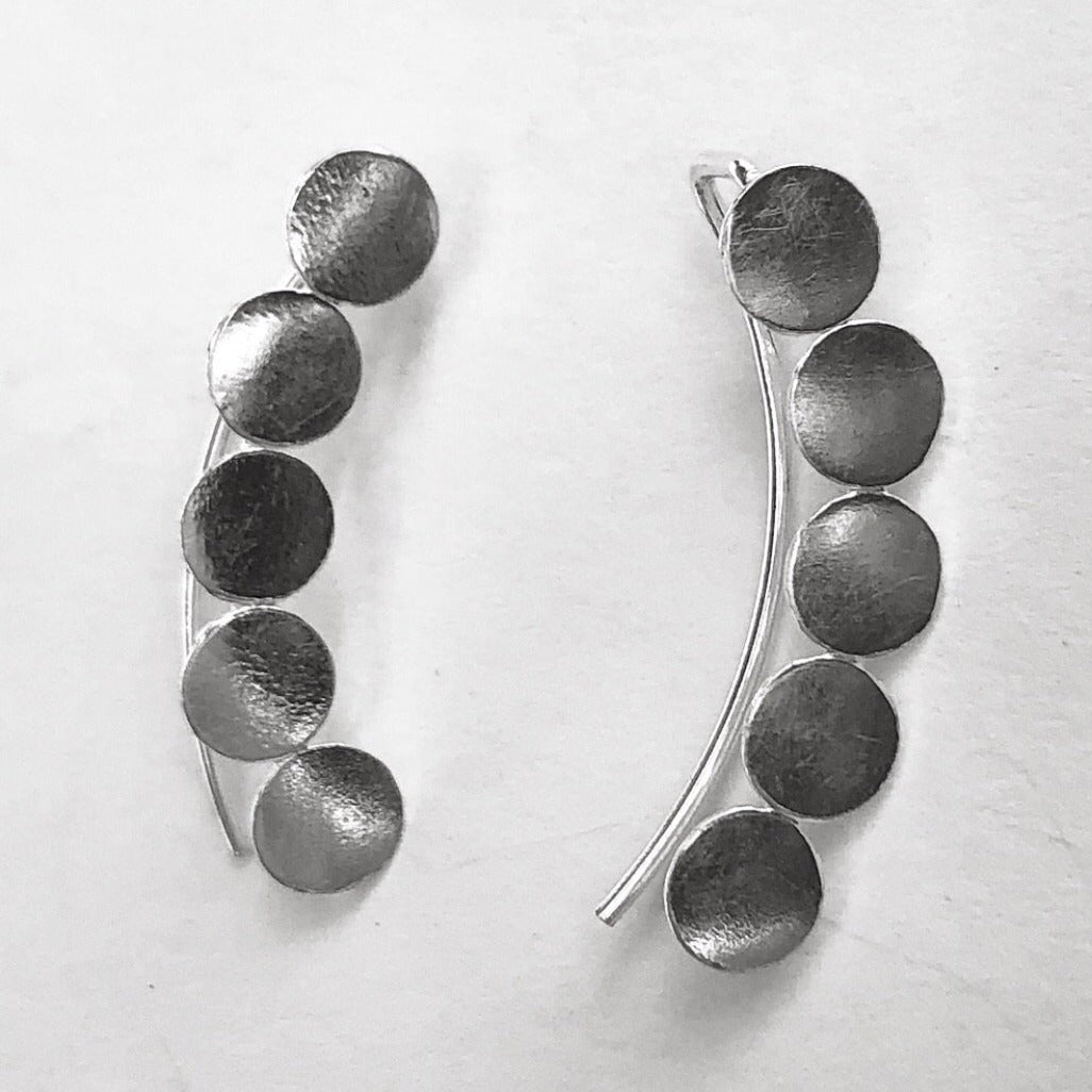 Silver bubble climber earring
