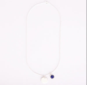 Gem and charm necklace (sapphire)