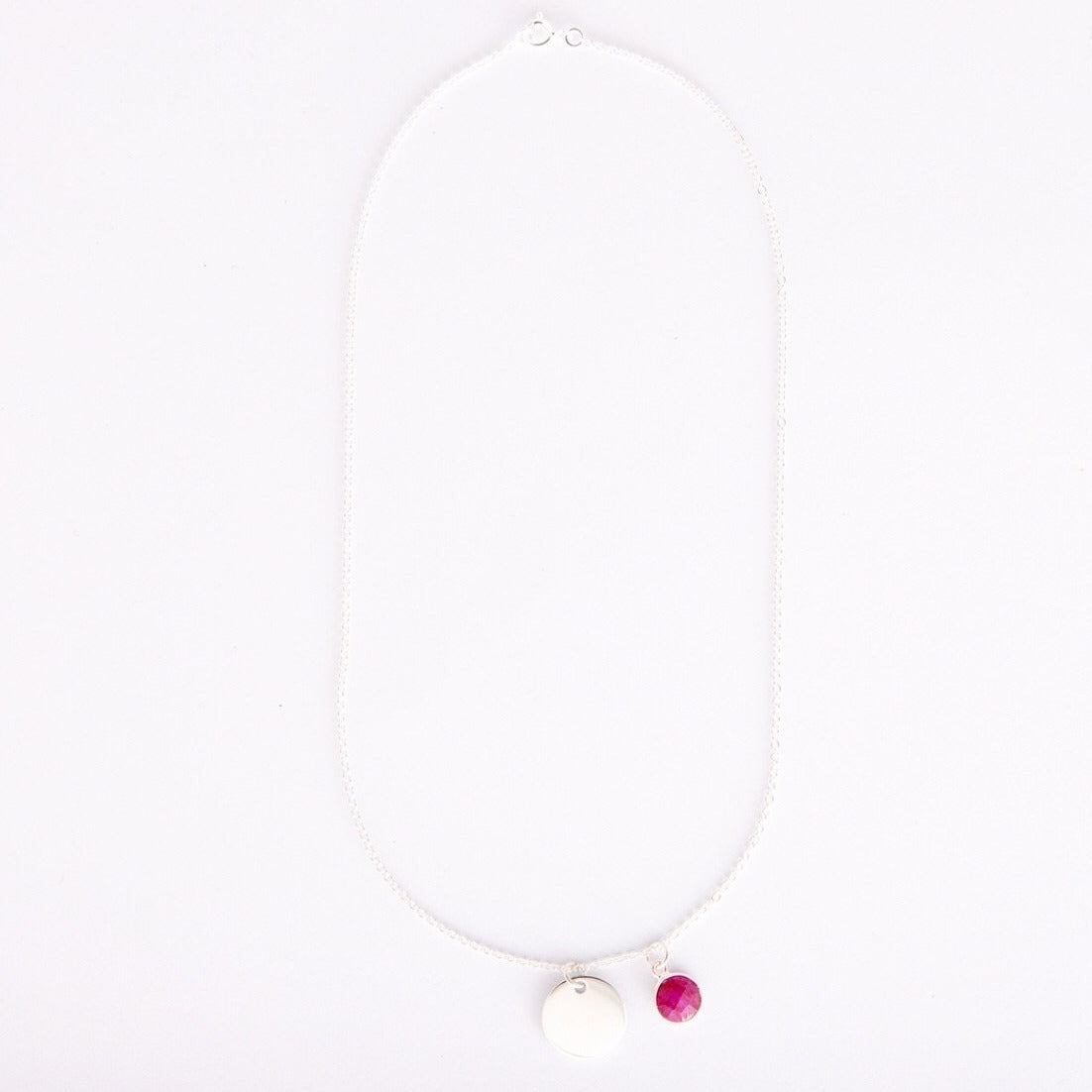 Gem and charm necklace (ruby)