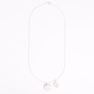 Gem and charm necklace (rose quartz)