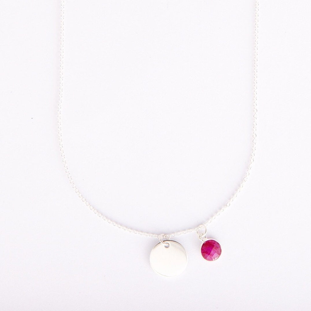 Gem and charm necklace (ruby)