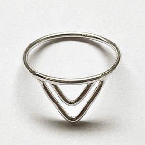 Sterling silver double triangle ring