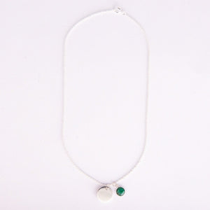 Gem and charm necklace (emerald)