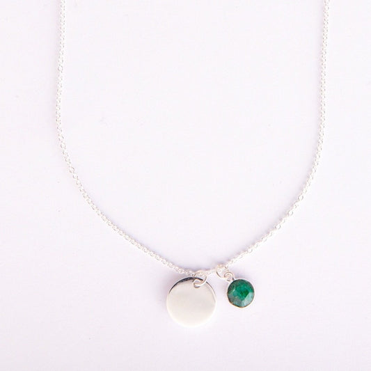 Gem and charm necklace (emerald)